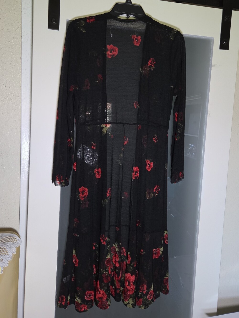 Ember Duster Cardigan Women M Black Sheer Lace Floral Whimsigoth Witchy Romantic